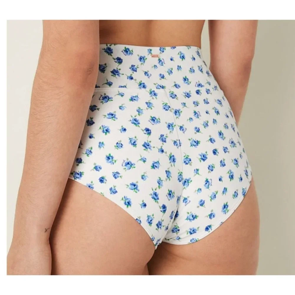 Pink By Victoria Secret Sz L White High Waist Full Coverage Bikini Swim Bottom - Picture 5 of 5